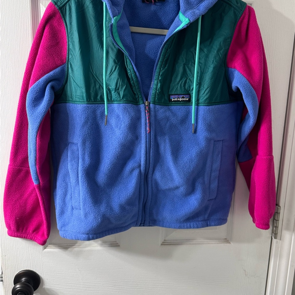 Patagonia Multicolor Fleece Hoodie - Pink, Blue, Green